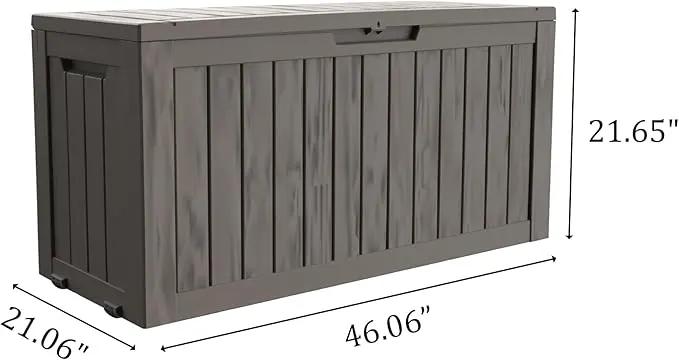80 Gallon Outdoor Storage Box with Wheels, Waterproof Lockable Resin Deck Box Patio Storage Bin for Pool Accessories Cushion Furniture, Garden Tools, UV-Resistant Outside Delivery Grey by GreenHaven Gardens