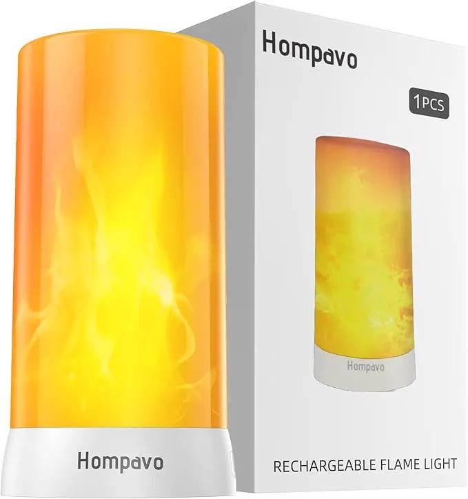 Hompavo 【Upgraded】 LED Flame Lights, 4-Mode Rechargeable Battery Operated Flameless Candles, Waterproof Pillar Flickering Lanterns for Living Room Bathroom Patio Wedding Party Halloween Home Decor by GreenHaven Gardens