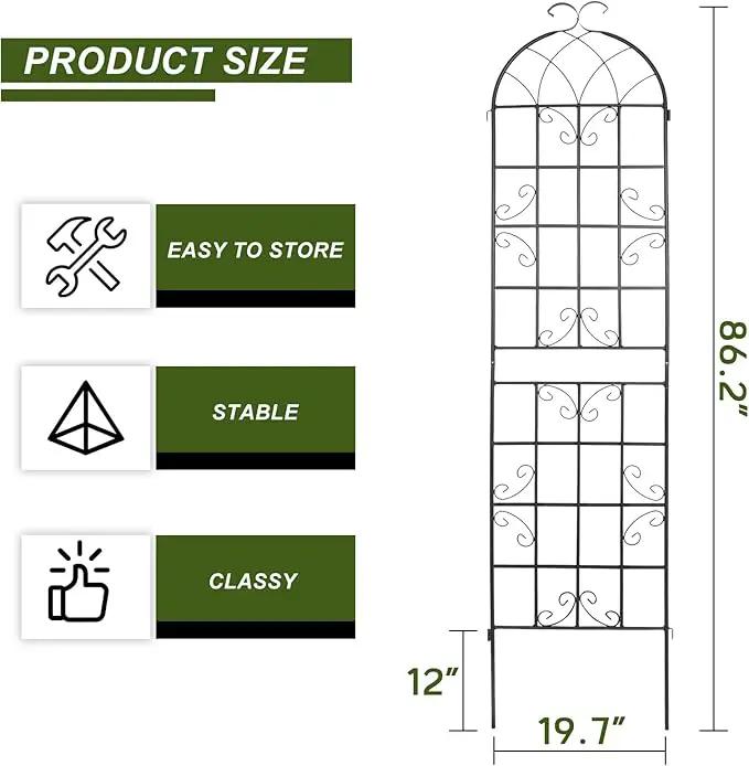 4 Pack Metal Garden Trellis 86.2x19.7inch for Climbing Plants,Rustproof Sturdy Black Steel Trellis Plants Support Outdoor for Outdoor Roses Vine Cucumbers Vegetables Flower Support by GreenHaven Gardens