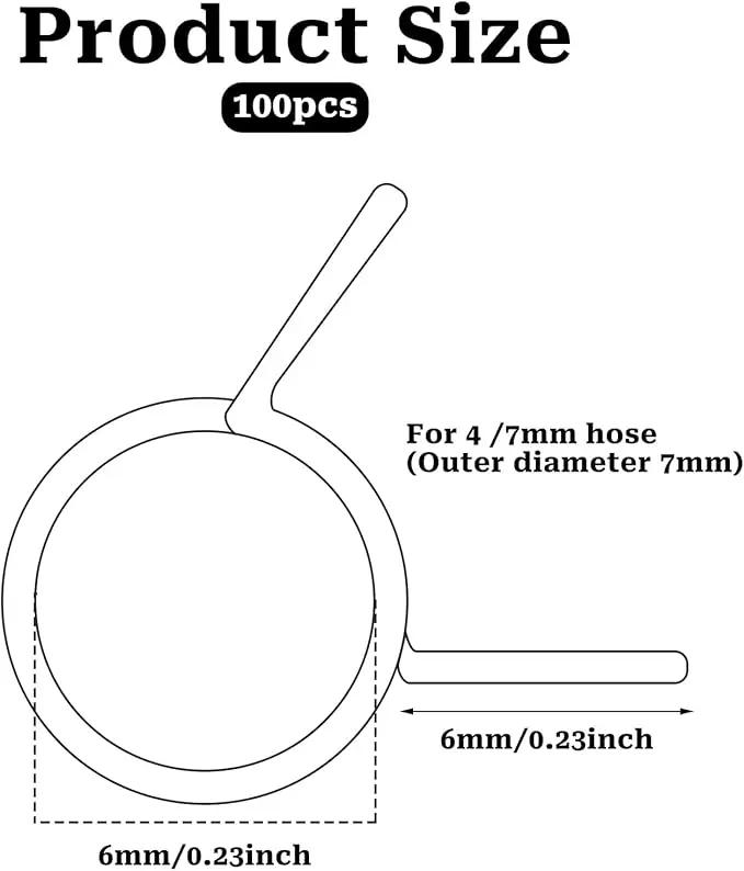 1/4 Tubing Clamp, 1/4"Double Wire Spring Hose Clamp, Irrigation Hose Clamp, Hose Tubing Clamps, 100 Double Line Hose Tube Spring Clamp, Irrigation Kit Connector Clamp, Metal Water Hose Clamps by GreenHaven Gardens