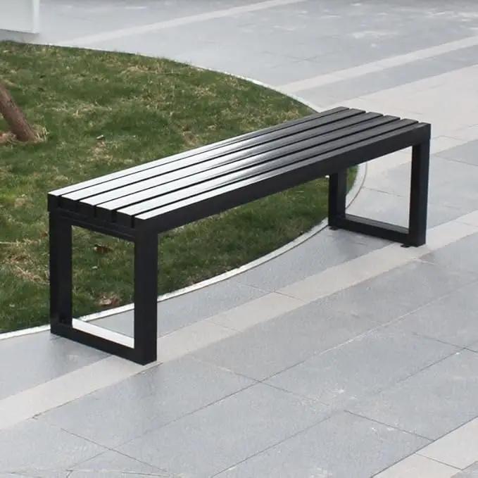 Weatherproof Metal Dining Bench, Outdoor Bench Backless Patio Bench 2-Person Farmhouse Bench Garden Bench for Kitchen, Living Room, Entryway(Black,59in) by GreenHaven Gardens