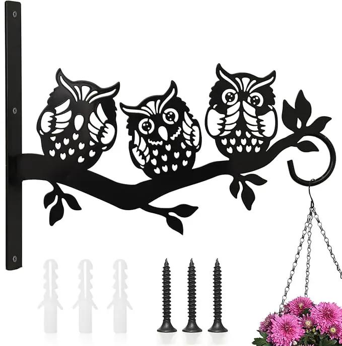 Plant Hangers Outdoor, Metal Hanging Plant Bracket, Plant Hooks for Hanging Baskets, Bird Feeders, Wind Chimes Indoor, Lantern, Flower Pot, Wall Mount Plant Holder with Screws (Owl) by GreenHaven Gardens