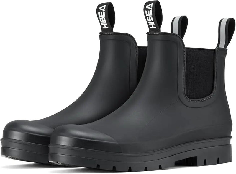 HISEA Women's Short Rain Boots Waterproof Garden Shoes Rubber Chelsea Boots Anti-Slipping Rainboots for Ladies with Comfort Insole Lightweight Stylish Ankle Rain Shoes Outdoor Work Booties by GreenHaven Gardens