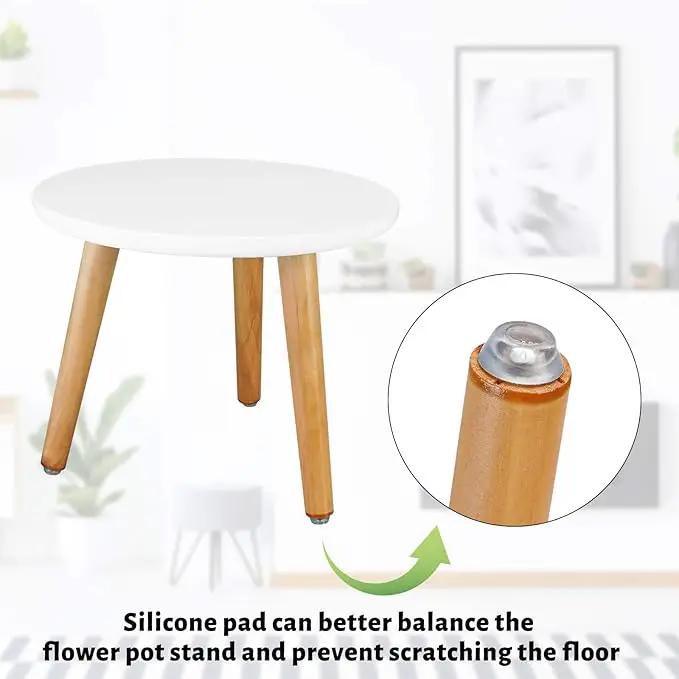 Uneedem Indoor Plant Stand Wood Mid Century Modern Small Round Side Plant Table for Indoor Plants, 8.9" Tall Plant Holder for Flower Pots End Table by GreenHaven Gardens