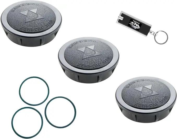 Pack Rainbird Sprinkler Head Cap and Seals, 1800XC - Rainbird 1800 Series Spray Head Cap, Sprinkler Head Cover, 1800CAPS Spray Head Cap, Xeri-Cap for 1800 Series Spray Bodies w/ LED Keychain Light by GreenHaven Gardens