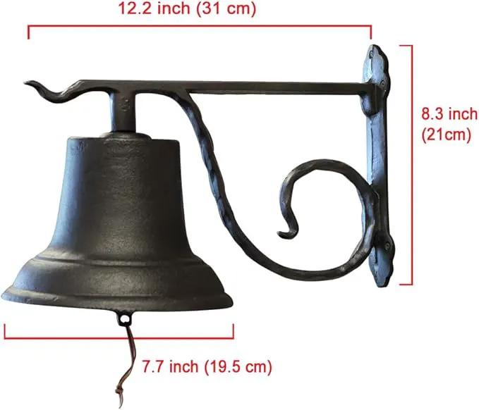 NACH Rustic Cast Iron Doorbell, Medium Door Bells for Homes, Classic Dinner Bell, Black Doorbell, 12.2 x 7.7 x 8.3 Inches, JS-90-096 by GreenHaven Gardens