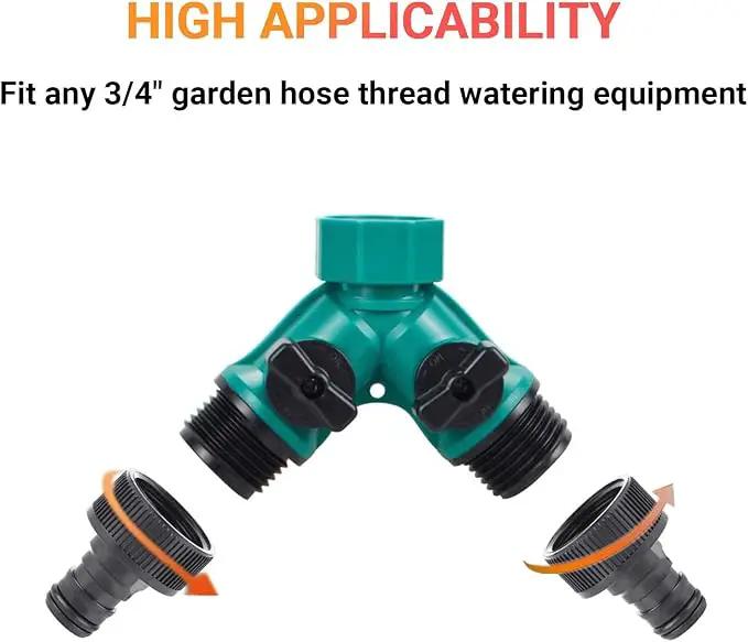 Garden Hose Splitter, 2pcs 3/4" 2 Way Plastic Water Hose Splitter, Garden Hose Connector with Faucet Watering Shut Off for Landscaping, Gardening, Flower Planting, Irrigation by GreenHaven Gardens