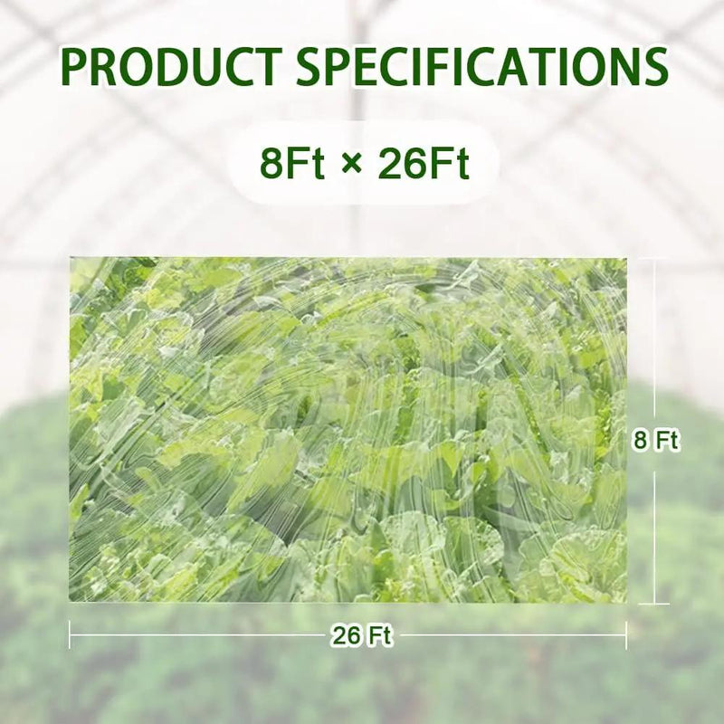 6 mil Greenhouse Plastic Film Sheeting Cover 8 x 26 Ft UV Resistant Clear Polyethylene Film Green House Hoop Farm Plastic Cover for Gardening, Farming, Agriculture by GreenHaven Gardens