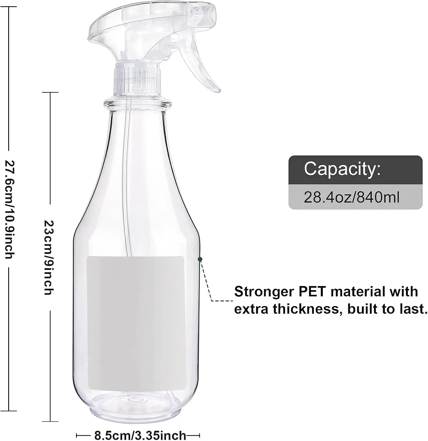 Plastic Spray Bottles Empty Spray Bottle 28.4oz Heavy Duty Spraying Bottles Mist/Stream Water Bottle for Cleaning Solutions, Plants, Pet, Essential Oils, Hair (Clear2) by GreenHaven Gardens