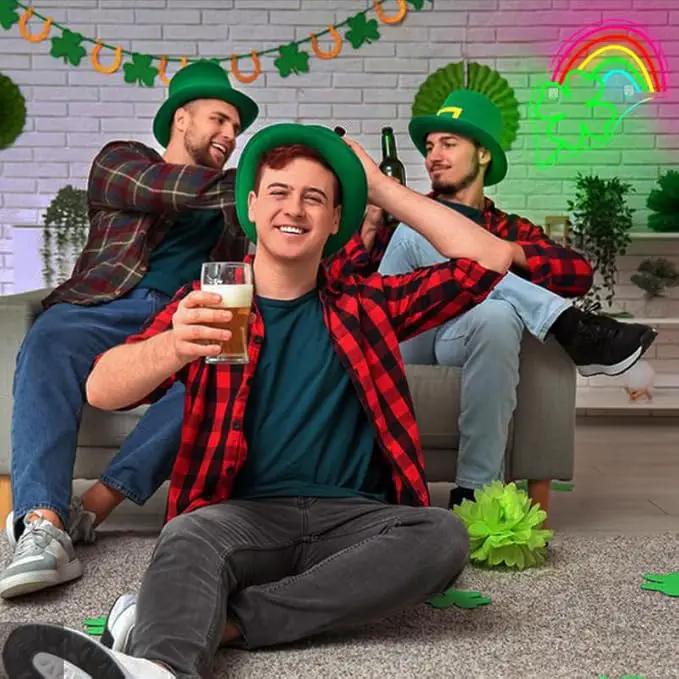 WLHOPE St Patricks Day Neon Sign St. Patrick's Day Neon Signs for Wall Decor Dimmable Rainbow Clover Light Up Sign for Bedroom Living Room Wall Art Happy St. Patrick's Day Decoration by GreenHaven Gardens