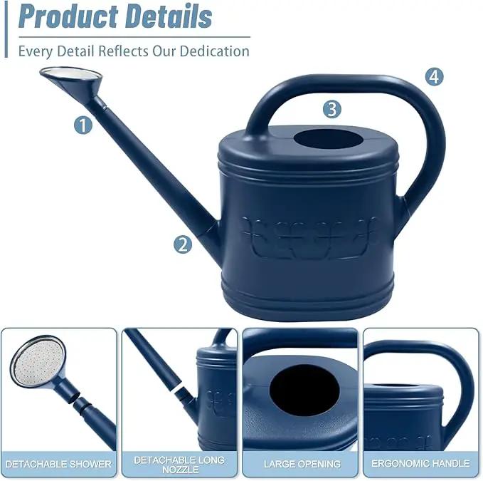 2 Gallon Watering Can, Outdoor Watering Can for Plants, Garden Water Can with Removable Long Spout and Stainless Steel Sprinkler Head, Large Water Can for Greenhouse (Dark Blue, 2 Gallon) by GreenHaven Gardens