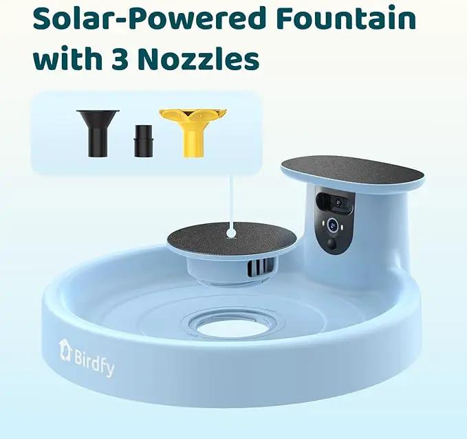 Birdfy Smart Bird Bath with Camera Solar Powered & Fountain, Dual-Lens Camera for Wildbird Watching, Auto Capture Bird Videos & Motion Detection - AI Lifetime Version by GreenHaven Gardens