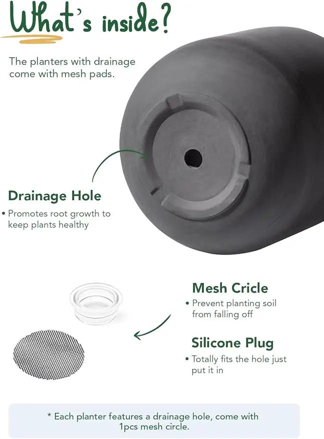 LE TAUCI 12 Inch Pots for Plants, Ceramic Large Planters for Indoor Plants, Indoor Plant Pots for Home Garden Patio Office, Big Planter Pots with Drainage Hole and Rubber Plug, Charcoal Gray by GreenHaven Gardens