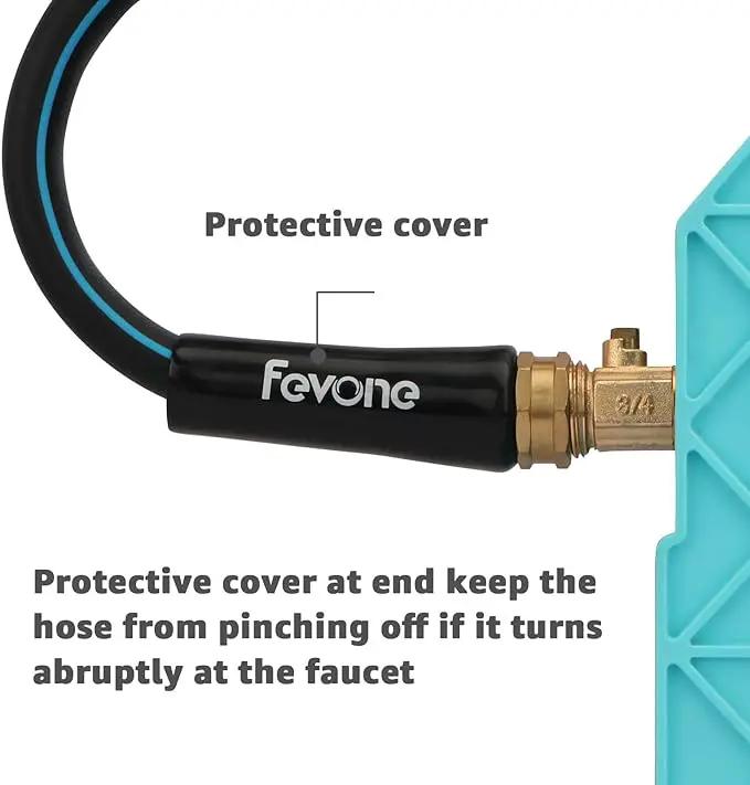 Fevone 100 ft Garden Hose, 2-Year Warranty, Heavy Duty Water Hose, Hybrid Polymer, Kink Resistance, Flexible, Durable, Solid Brass Fittings, 3/4" GHT, 5/8" ID, 600 PSI, by GreenHaven Gardens
