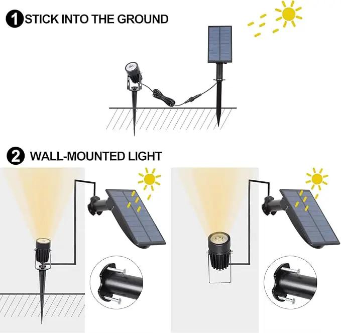 T-SUN Solar Spotlights Outdoor Waterproof, Solar Landscape Spotlights, Solar Powered Spot Lights for Trees, Flag, Garden, Pond, Pathway, Pool Area(Warm White) by GreenHaven Gardens