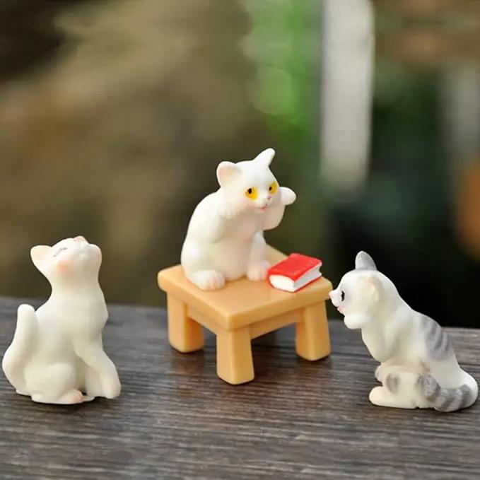 CLYTTE Miniature Cat Figurines for Cat Lovers, Lovely Cute Small Cat Figures Decor, Fairy Garden Tiny Kitten Statue Set Succulent, Mini Terrarium Animal Statues Ornaments for Home Decoration by GreenHaven Gardens