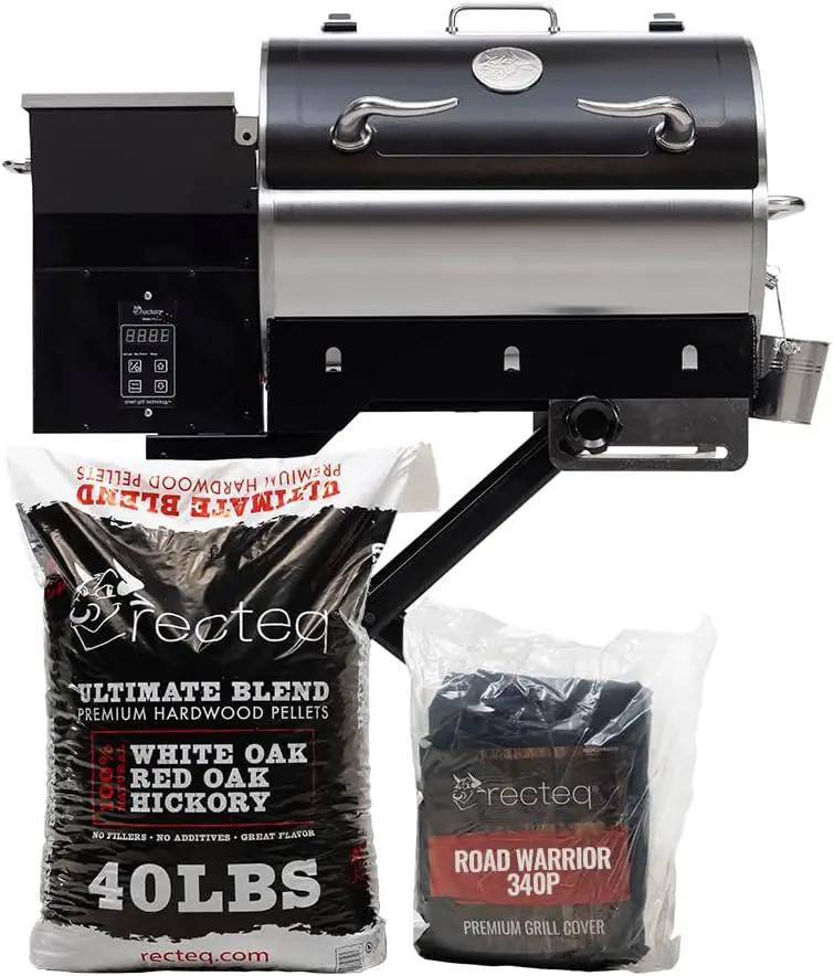 recteq Pellet Grill - Road Warrior 340 + Grilling Basics Bundle, Portable Electric Pellet Smoker Grill, BBQ, Wood Pellets, Sear, Smoke, and More by GreenHaven Gardens