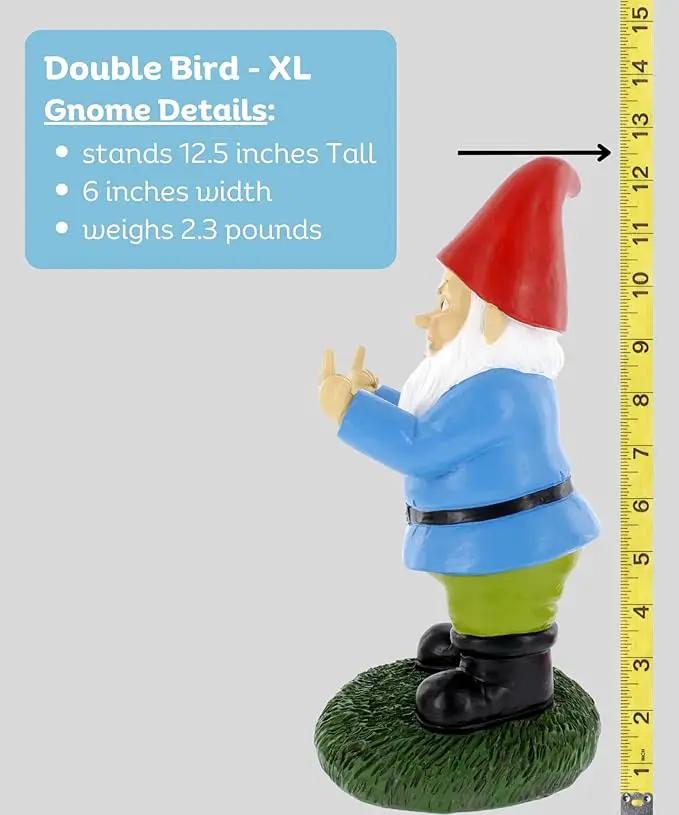 Gnometastic Middle Finger Gnome Statue, Large 12.5" Tall - Original Double Bird Garden Gnome Statue Decoration and Lawn Ornament - Outdoor Funny Garden Gnomes, Lawn Ornament by GreenHaven Gardens