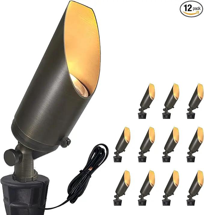 COLOER Die-cast Brass Landscape SpotLights Outdoor, 12V AC/DC Low Voltage Adjustable Yard Lighting, Garden Patio Trees Directional Spot Up Light(103B,Bronze, 12-Pack Without Bulb) by GreenHaven Gardens