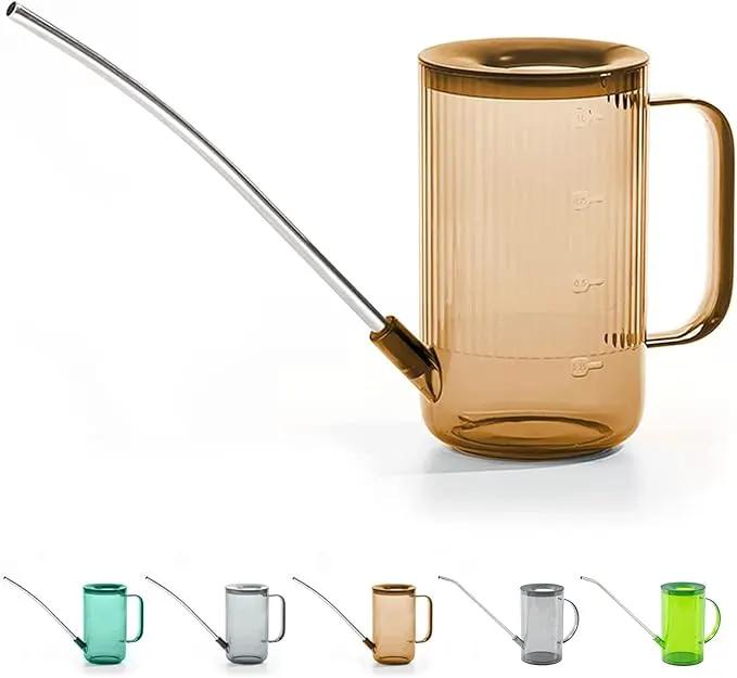 Tennedriv Green Long Spout Watering Can Indoor, Small Watering Cans for House Plants, Flowers, Succulents (Brown) by GreenHaven Gardens