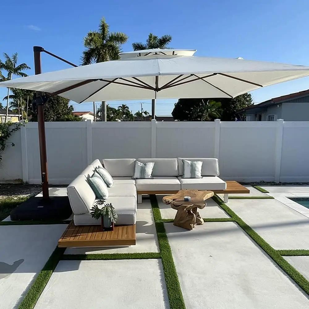PURPLE LEAF 12ft Patio Umbrella Outdoor Square Umbrellas Large Cantilever Umbrella Windproof Offset Heavy Duty Sun Umbrellas for Garden Deck Pool Patio, Cream by GreenHaven Gardens