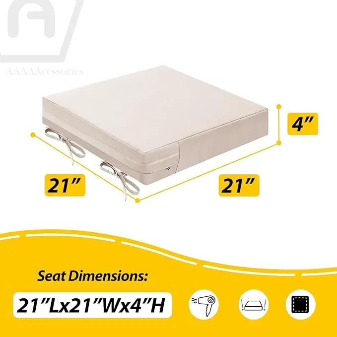 AAAAAcessories Outdoor Seat Cushions for Chairs, Waterproof, Fade-Resistant Patio Furniture Replacement Cushions, 21" x 21" x 4", Set of 2, Khaki Beige by GreenHaven Gardens