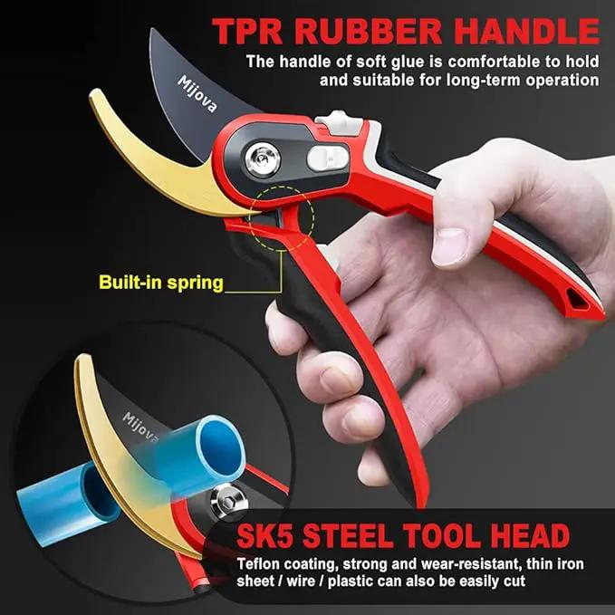 Garden Pruners, Heavy Duty Garden Clippers, Pruning Shears with Adjustable Thumb Lock, Hand Gardening Tools Pruners, High Carbon Steel Sharp Gardening Scissors by GreenHaven Gardens