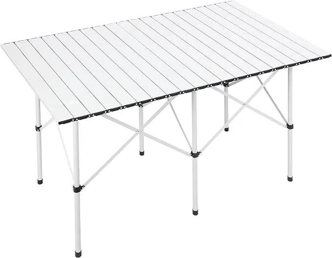 EVER ADVANCED Camping Table, Fold up Lightweight, 4-6 Person Portable Roll up Aluminum Table with Carry Bag for Outdoor, White by GreenHaven Gardens