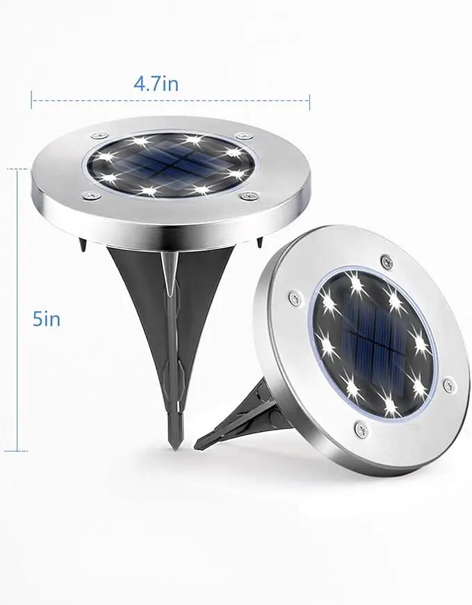 UFOND 8 Pack Solar Ground Lights, Outdoor Waterproof Solar Garden Lights Decor, Disk Solar Deck Lights, Landscape Lighting for Patio Pathway Yard,Outdoor Lights (Cold White) by GreenHaven Gardens