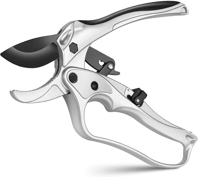 Ratchet Anvil Pruning Shears for Gardening Heavy Duty, Labor-Saving Design Garden Clippers for Arthritis Weak Hands, 3/4" Cut Capacity Branch Cutter for Tree Trimming, Flower, Rose, Plant by GreenHaven Gardens