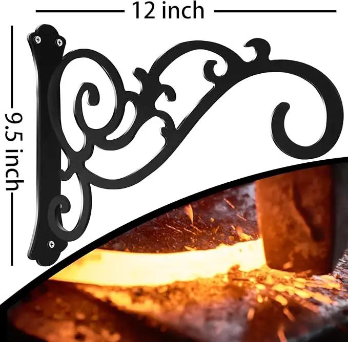 Hanging Planter Brackets 12-Inch 2 Pcs,Outdoor Hanging Brackets Wall Hook Heavy Duty Planter Brackets,Black Iron Planters Hook Indoor/Outdoor Planter Hanger Hooks by GreenHaven Gardens