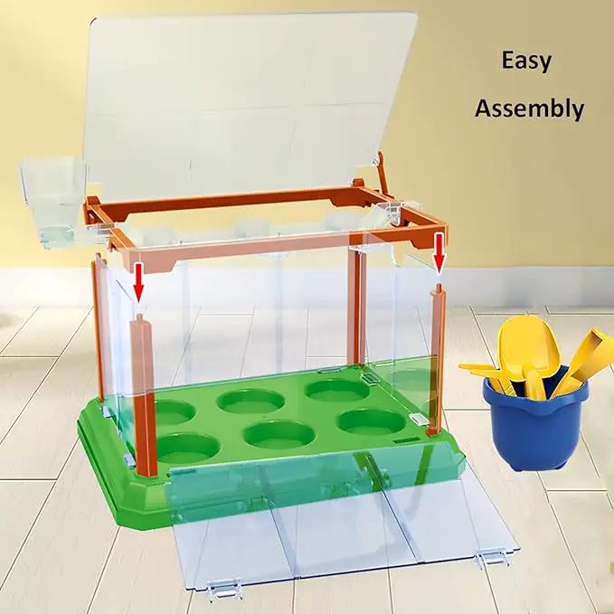 Kids Gardening Kit Greenhouse Growing Terrarium Kit Plant Growing Set Discovery Educational Gardening Gift for Boy & Girl by GreenHaven Gardens