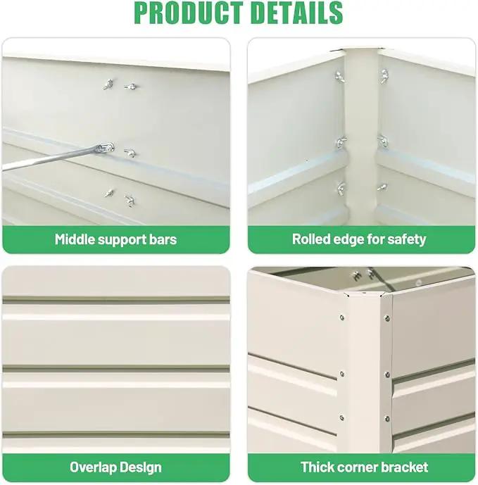 SnugNiture 2 Pcs 4x2x2FT Raised Garden Bed Galvanized Planter Garden Boxes Outdoor, Deep Root Planter Raised Bed for Vegetables Flowers Herbs,Beige White by GreenHaven Gardens