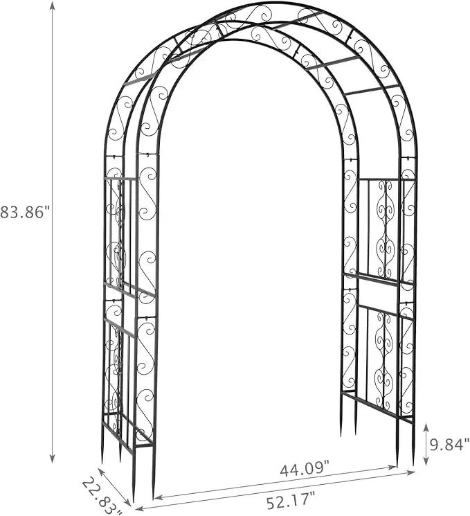VINGLI Garden Arbor, Arch Archway for Wedding Ceremony Party, Steel Garden Trellis for Plant Climbing, Christmas Garden Decorations Pergola for Garden, Backyard, Lawn (Black, 52.2x22.8x83.9in) by GreenHaven Gardens