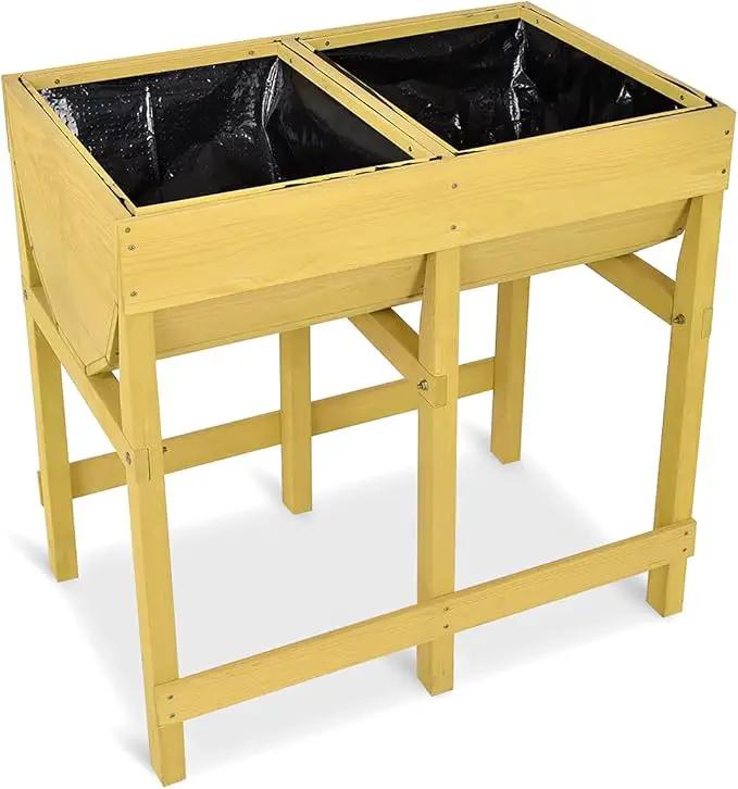 Giantex Raised Garden Bed, Elevated Wood Planter Stand, Garden Grow Box Kit W/Legs for Vegetable, Flower, Herb - Outdoor Planter W/Shelf for Garden, Patio, Backyard - Natural by GreenHaven Gardens