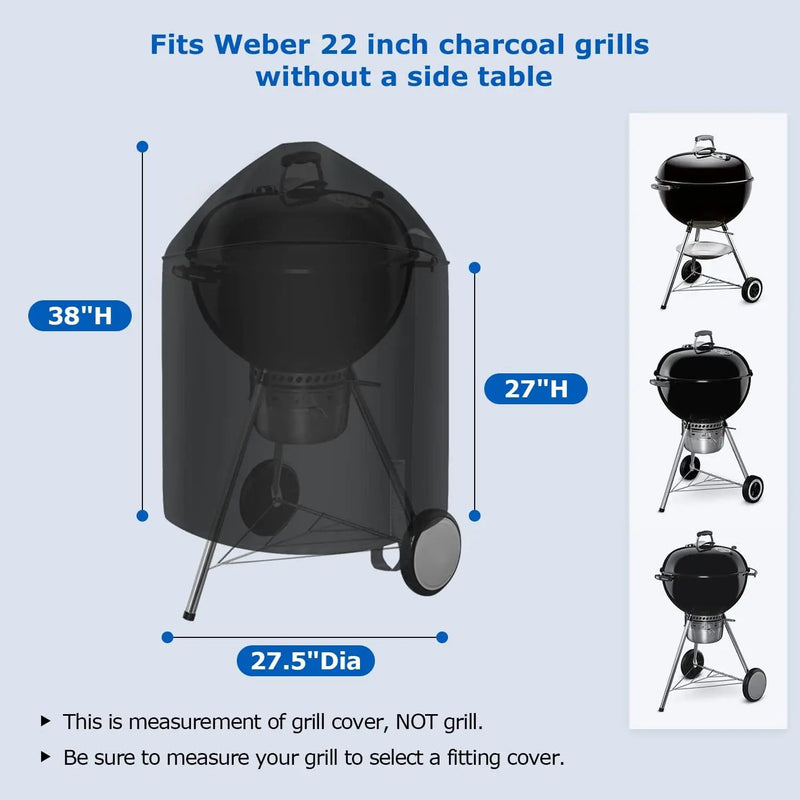 SunPatio Heavy Duty Waterproof Grill Cover Compatible for Weber, Big Green Egg, Char-Broil 22 Inch Charcoal Kettle Grills, Outdoor FadeStop BBQ Cover, Compared to Weber 7150, 27.5" Dia x 38" H by GreenHaven Gardens