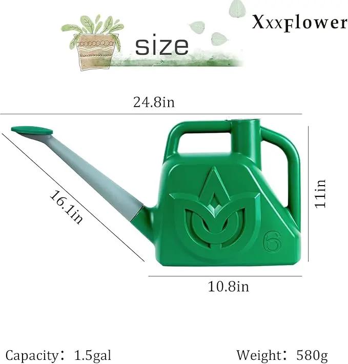XXXFLOWER 1.5 Gallon Green Watering Can Outdoor Garden Flower Plant, Lightweight 6 L Water Cans with Detachable Nozzle Watering Pot for Office House Garden by GreenHaven Gardens