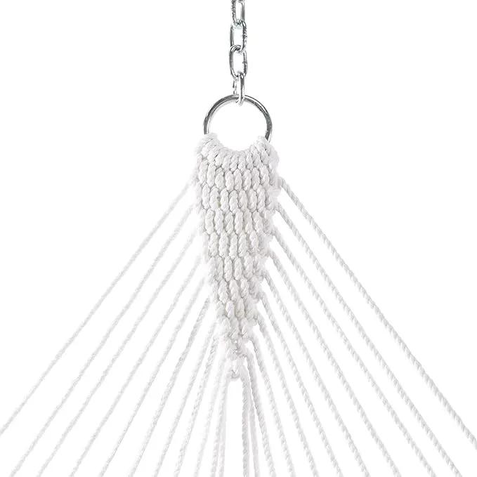 Original Pawleys Island Large White DURACORD® Rope Hammock with Extension Chains & Tree Hooks, Handcrafted in The USA, 450 LB Weight Capacity, 13 ft. x 55 in. by GreenHaven Gardens