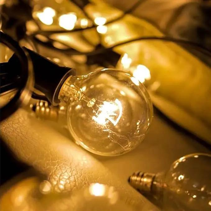GOOTHY Globe Holiday String Lights with G40 Bulbs (50ft.) Backyard Patio Lights Garden Bistro Party Natural Warm Bulbs Cafe Hanging Umbrella Lights on Light String Indoor Outdoor-White by GreenHaven Gardens