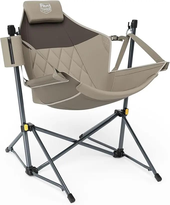 TIMBER RIDGE Hammock Camping Chair with Adjustable Backrest, Heavy Duty Folding Hammock Chair Supports 300lbs, Portable Hammock Chair for Camping, Travelling and Patio, Tan by GreenHaven Gardens
