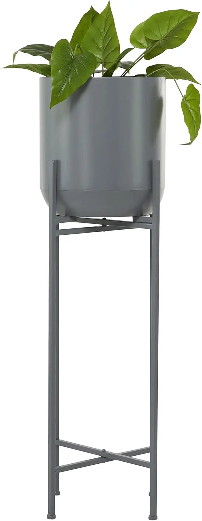 Deco 79 CosmoLiving by Cosmopolitan Metal Round Planter with Removable Stand, 13" x 13" x 42", Gray by GreenHaven Gardens