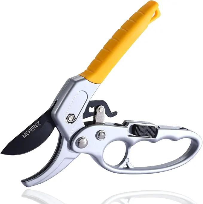Premium 8 inch garden clippers, 3 Times Easy to Work, Arthritis Weak Hand Snips (2 pack-yellow) by GreenHaven Gardens