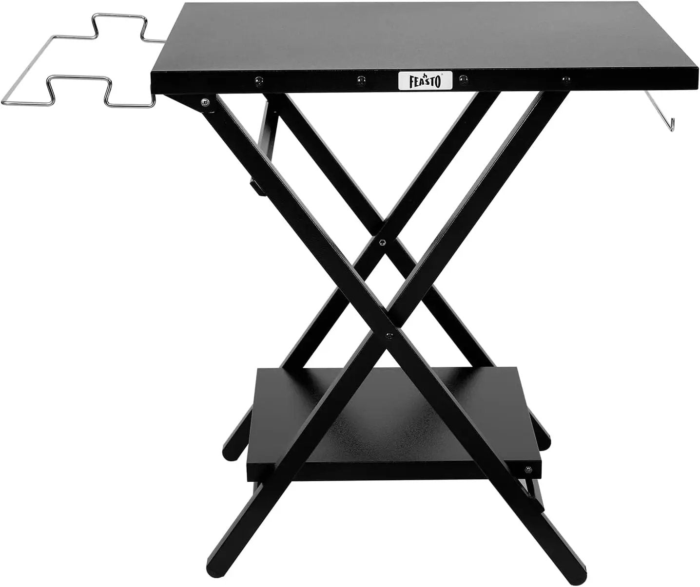 Folding Grill Table with Extra Storage Bottom Shelf, Indoor & Outdoor Prep Table with Garage Rack & Tissue Holder, Pizza Oven Stand for Pizza Oven & Blackstone Griddle, 30" x 24", Black by GreenHaven Gardens