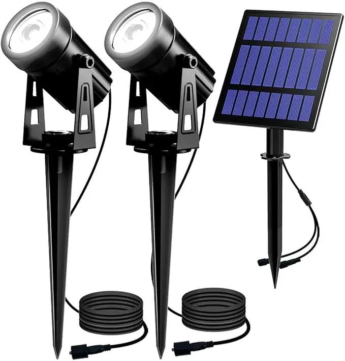 T-SUN 2W Solar Spotlights, LED Solar Powered Landscape Lights Outdoor Waterproof Solar Security Wall Lights Auto ON/Off Dual Head Light for Garden Yard Patio(Cold White) by GreenHaven Gardens