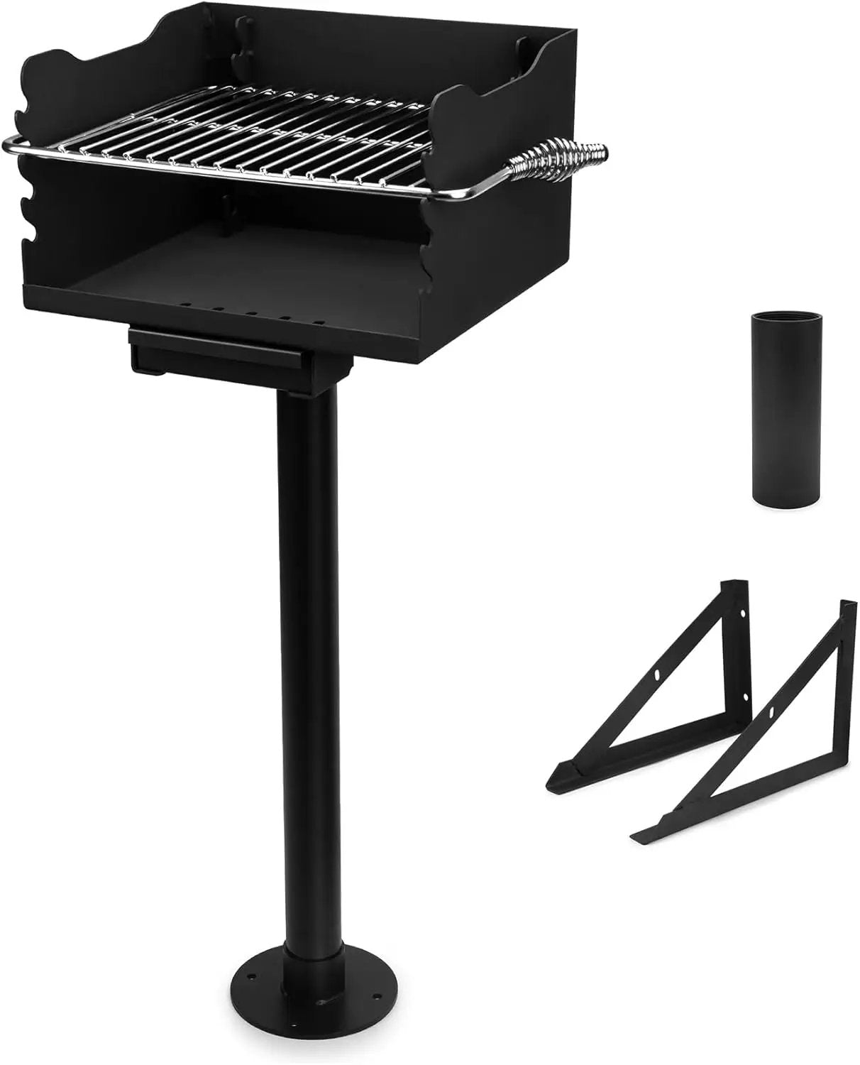 Stanbroil Charcoal Barbecue Grill for Outdoor, Heavy Duty Steel Park BBQ Grill with Stainless Steel Cooking Grate and Above/In Ground Post for Camping and Backyard by GreenHaven Gardens