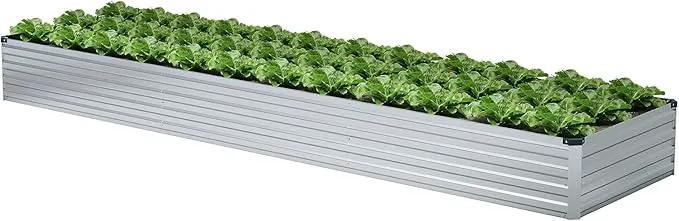12x2x1FT Galvanized Raised Garden Beds Kit Large Outdoor Metal Gardening Planter Box for Vegetable Elevated Flower Herbs, Silver by GreenHaven Gardens