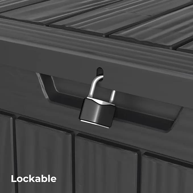 35 Gallon Outdoor Storage Box Waterproof Lockable Resin Deck Box Large, Patio Storage Bin for Pool Accessories Cushion Furniture, Garden Tools, UV-Resistant Outside Delivery Black by GreenHaven Gardens