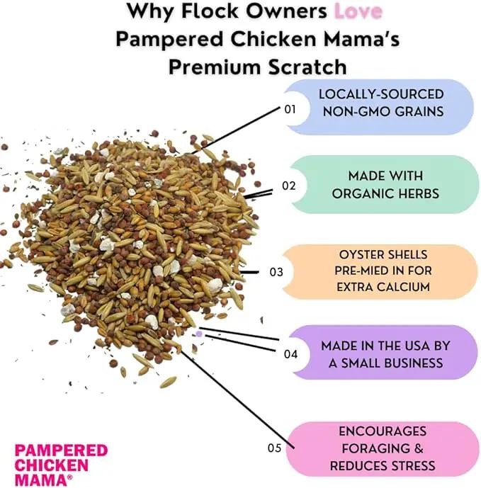 Pampered Chicken Mama Backyard Feed - Premium Scratch Treat - High Protein & Calcium All-Natural Grower Feed Supplies for Laying Chickens (2.5 Pounds) by GreenHaven Gardens