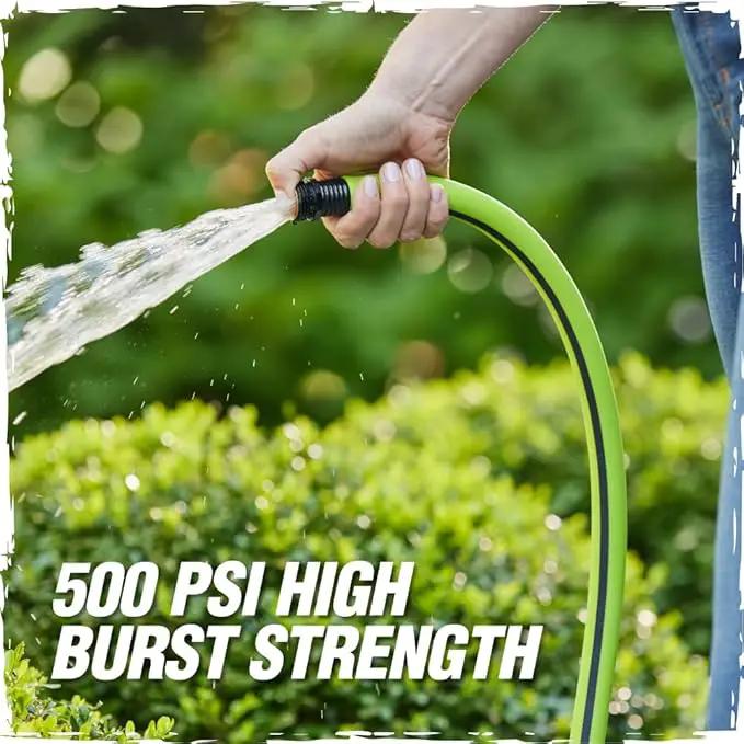 Rugged Rhino Heavy Duty Flexible Light Weight Garden Hose, 50ft x 5/8in, 4 Layer Leakproof Outdoor Gardening Tools, Watering Supplies, Powerful Water Pressure for Lawn, Flowers, Green Black by GreenHaven Gardens