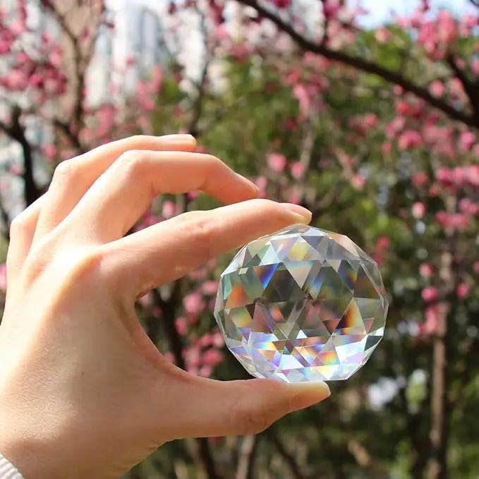 2 Pack Clear Crystal Ball Prism Window Rainbow Maker Window Prisms Suncatcher for Feng Shui, (80mm+60mm) by GreenHaven Gardens